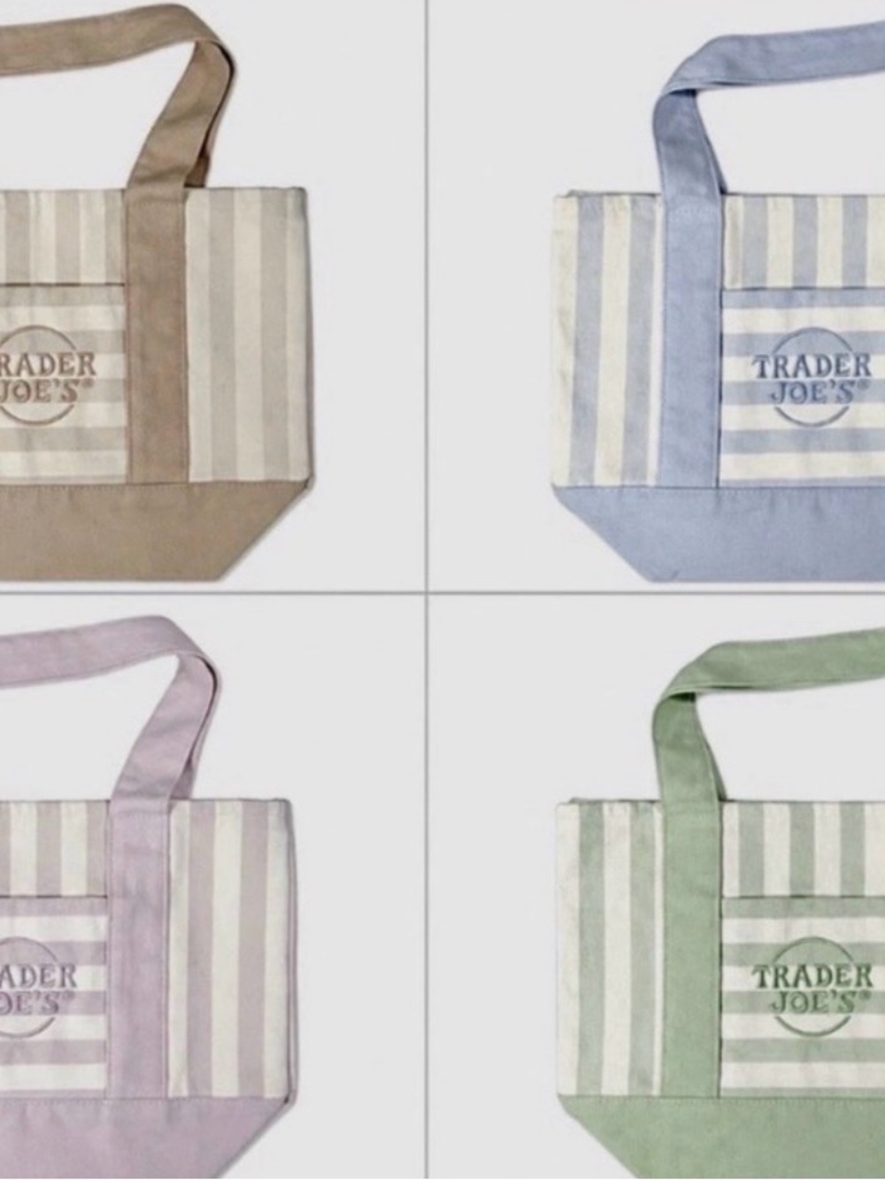 Trader Joe’s Striped Canvas Mini Tote Bag - ALL 4 COLORS!